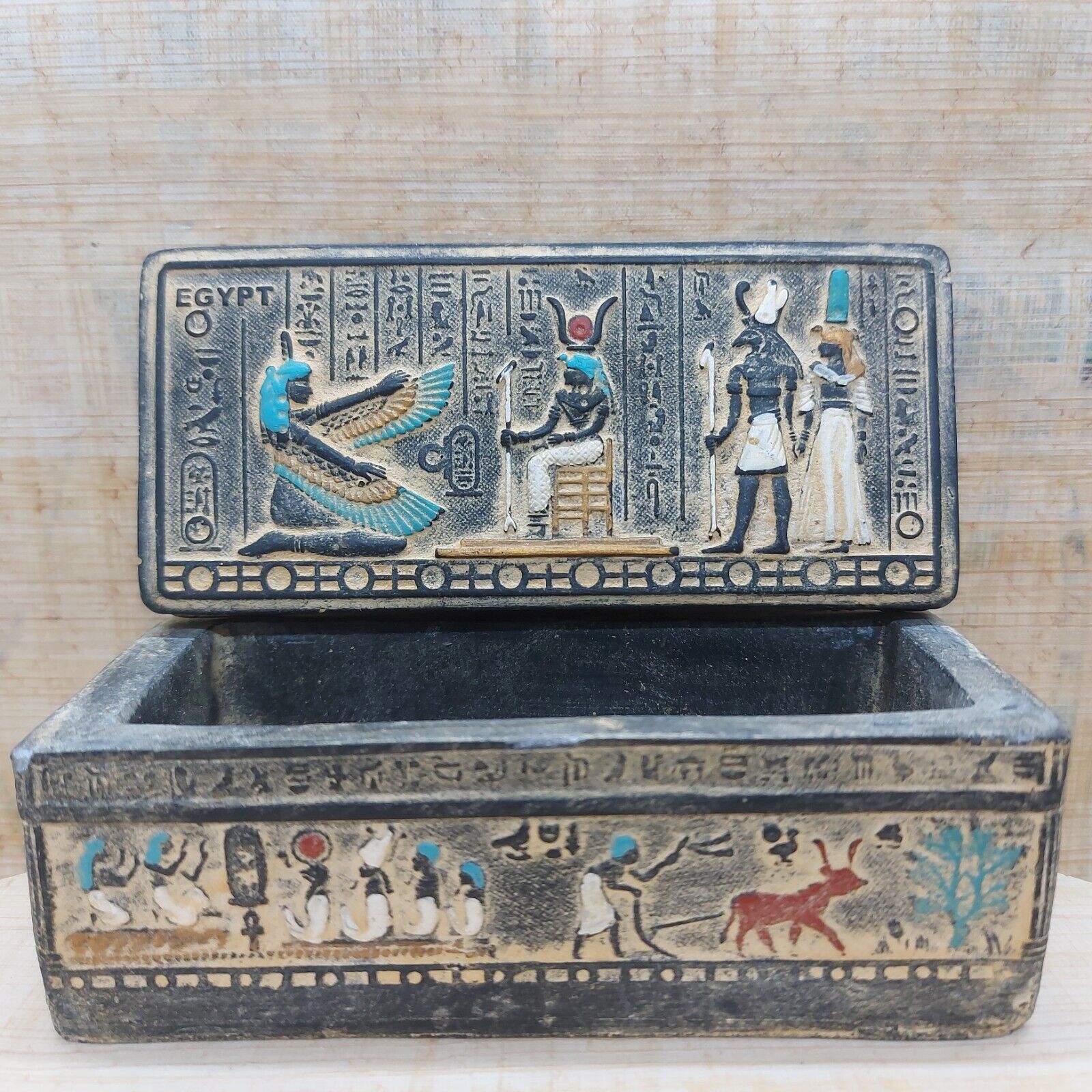 RARE ANCIENT EGYPTIAN PHARAONIC ANTIQUE JEWELRY BOX BC