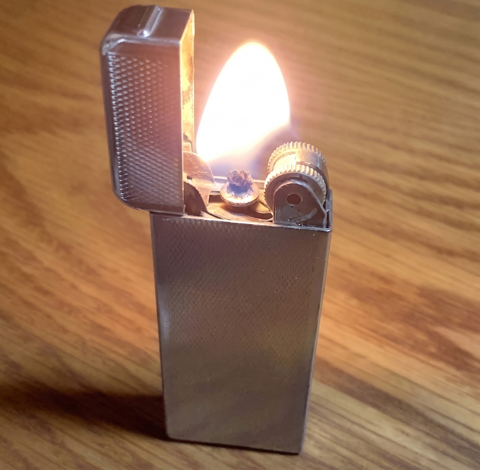 Vintage Thorens Silver Oil Lighter Swiss Made Working Rare Mechanical Pocket JP