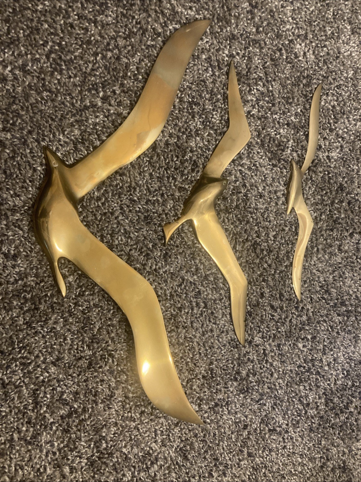 Vintage 3 Pc Brass Seagulls