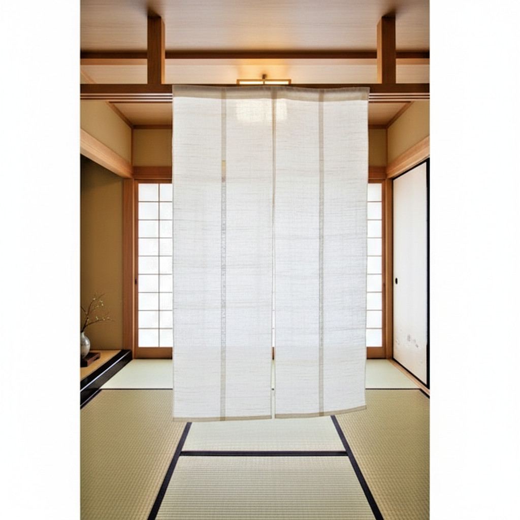 Japanese Linen Noren Curtain IONO Weave Ecru 90x150 Handcrafted Ramie Japan New