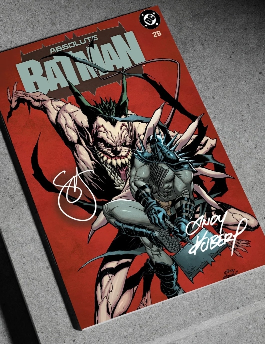 Absolute Batman #25 Presale  2x Signed Synder, Kubert, Foil Card Stock Varient