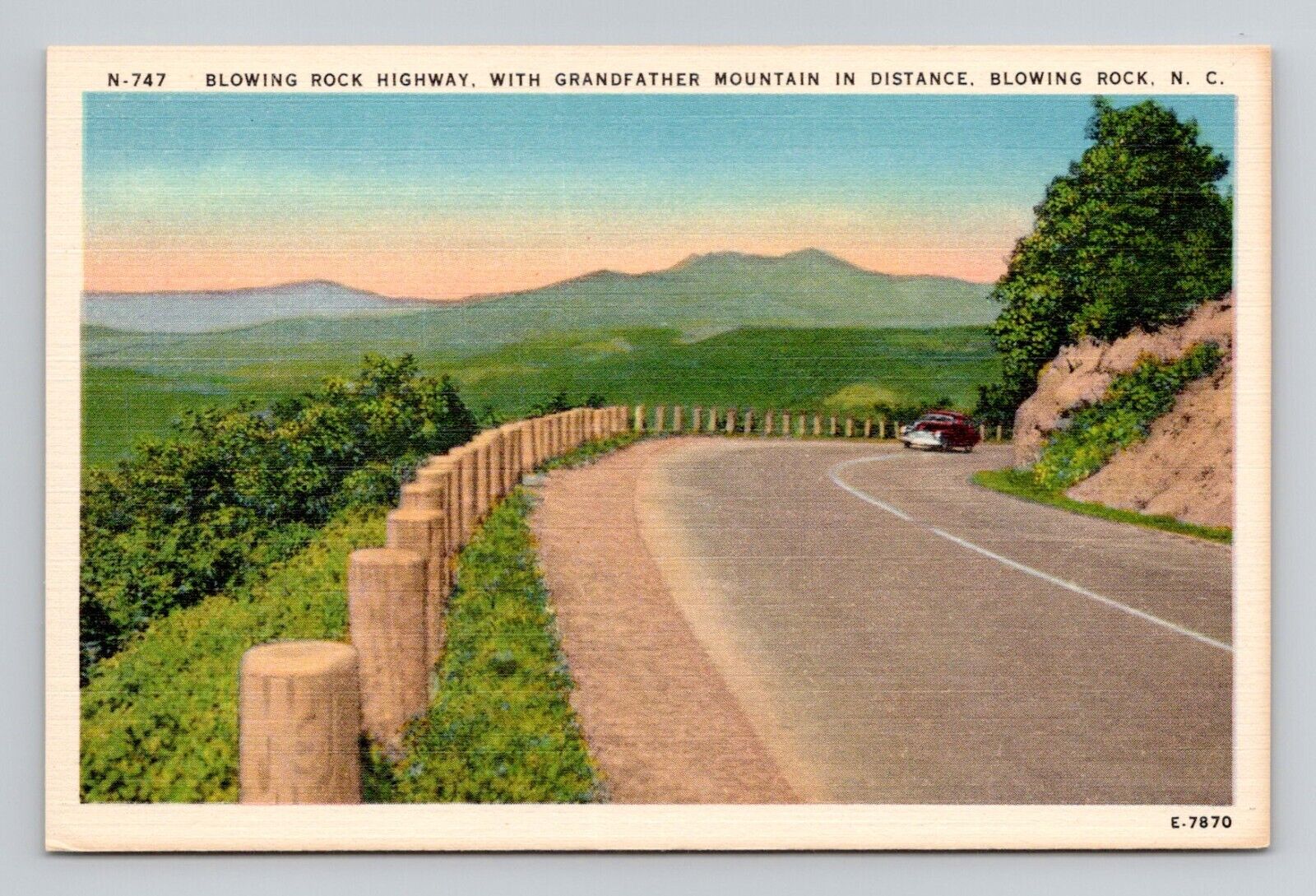 Postcard Blowing Rock Highway North Carolina NC, Vintage Linen M10