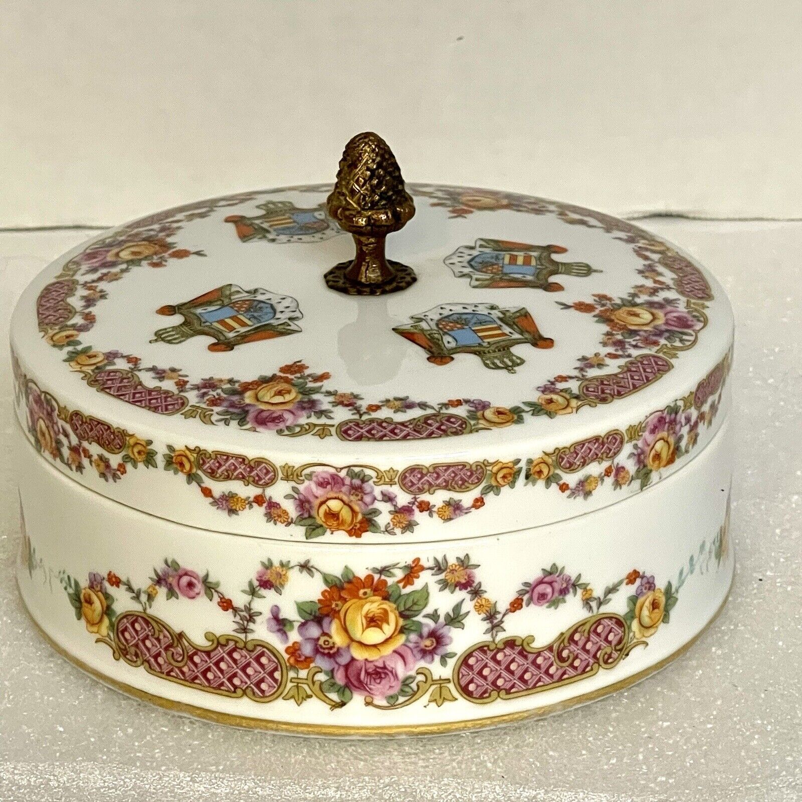Antique FBS France Porcelain 6” Round Powder Dresser Bowl  Ferdinand Bing & Co