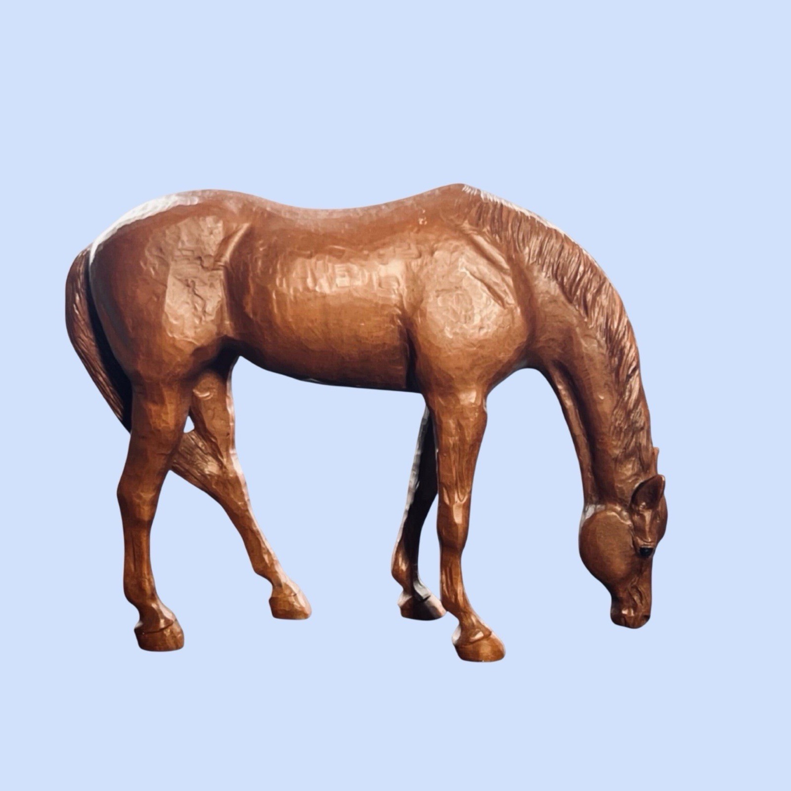 Vintage Horse Figurine Standing Handcrafted Resin & Pecan Shell Red Mill 1980