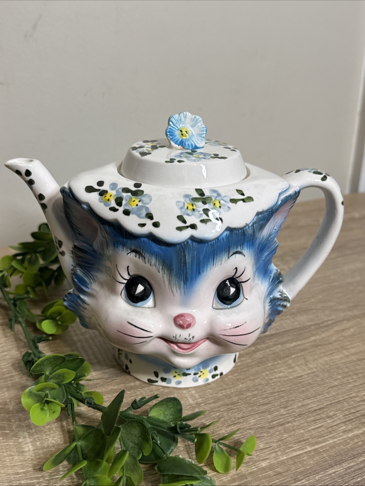 Vintage Lefton Miss Priss Kitty Cat Teapot W/Lid 1950s Japan MCM Kitsch ~ 4 Cup