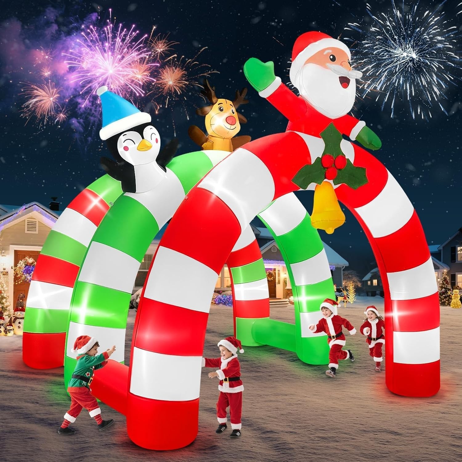 12FT Christmas Inflatable Archway, Kalolary Santa Elk Inflatable Tunnel...