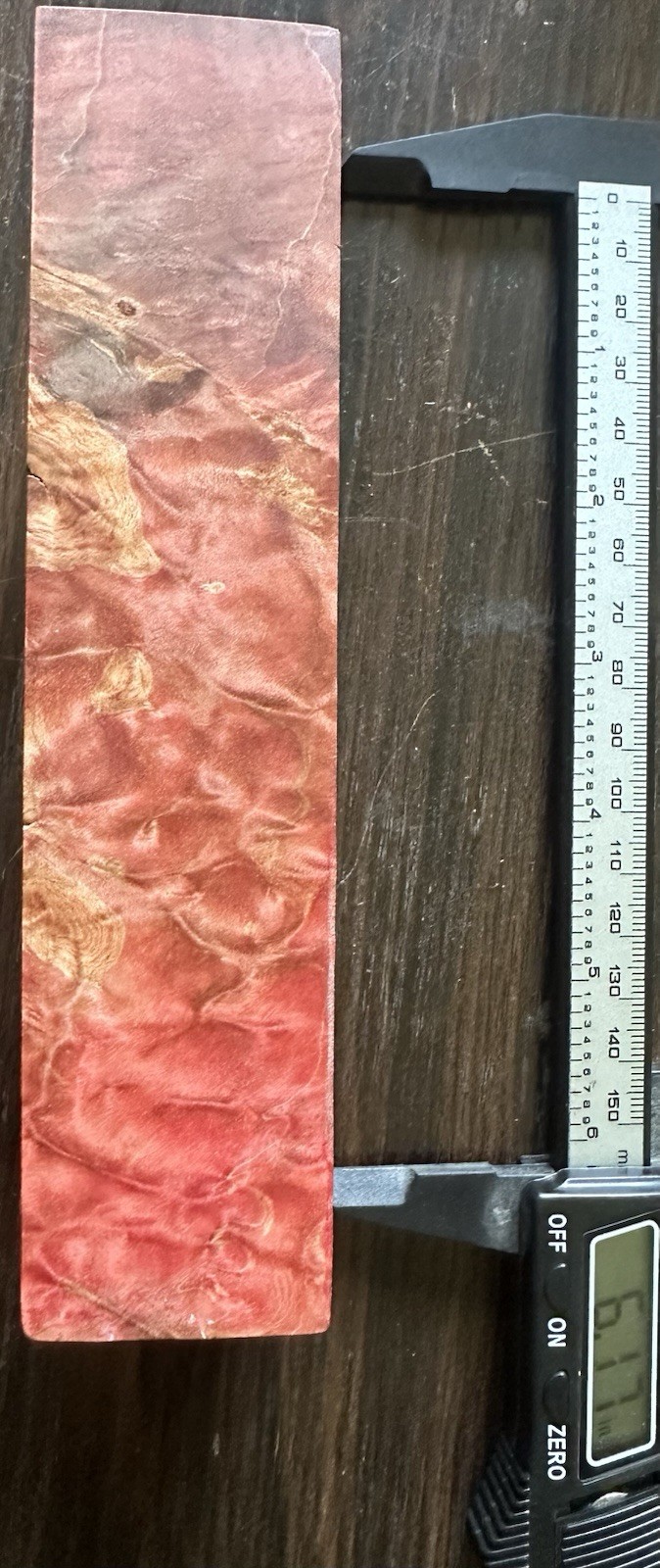 Oak Burl Wood Block Stabilized & Dyed 6+” X 1.5” X 1.65”