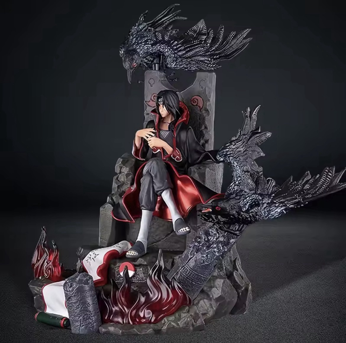 Naruto Itachi Uchiha Throne Figure 22cm PVC Statue Akatsuki Crow Display