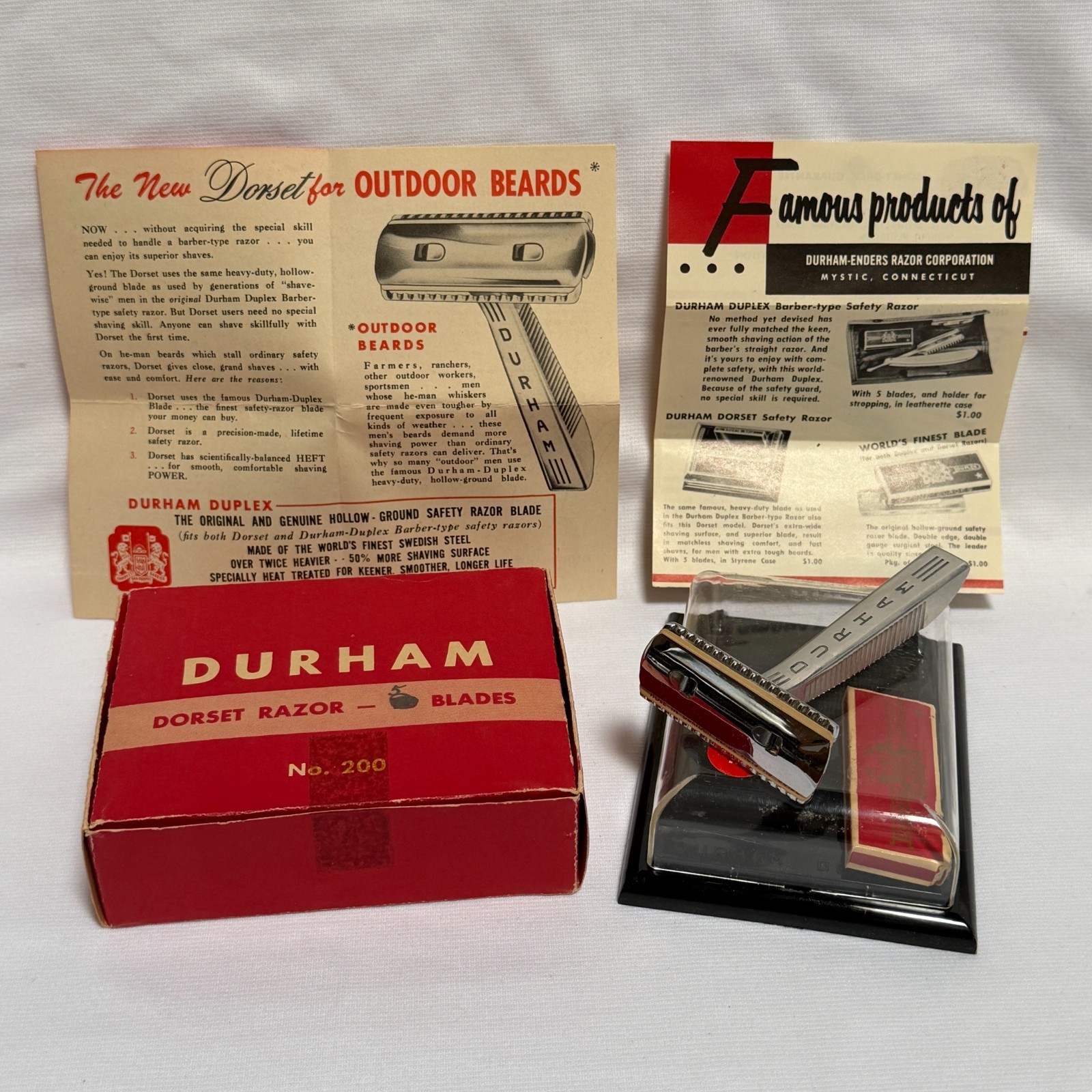 Vintage Durham Duplex Dorset Razor 1940s DE Safety Razor No. 200 w/ Box + Papers Vintage Durham Duplex Dorset Razor 1940s DE Safety Razor No. 200 w/ Box + Papers