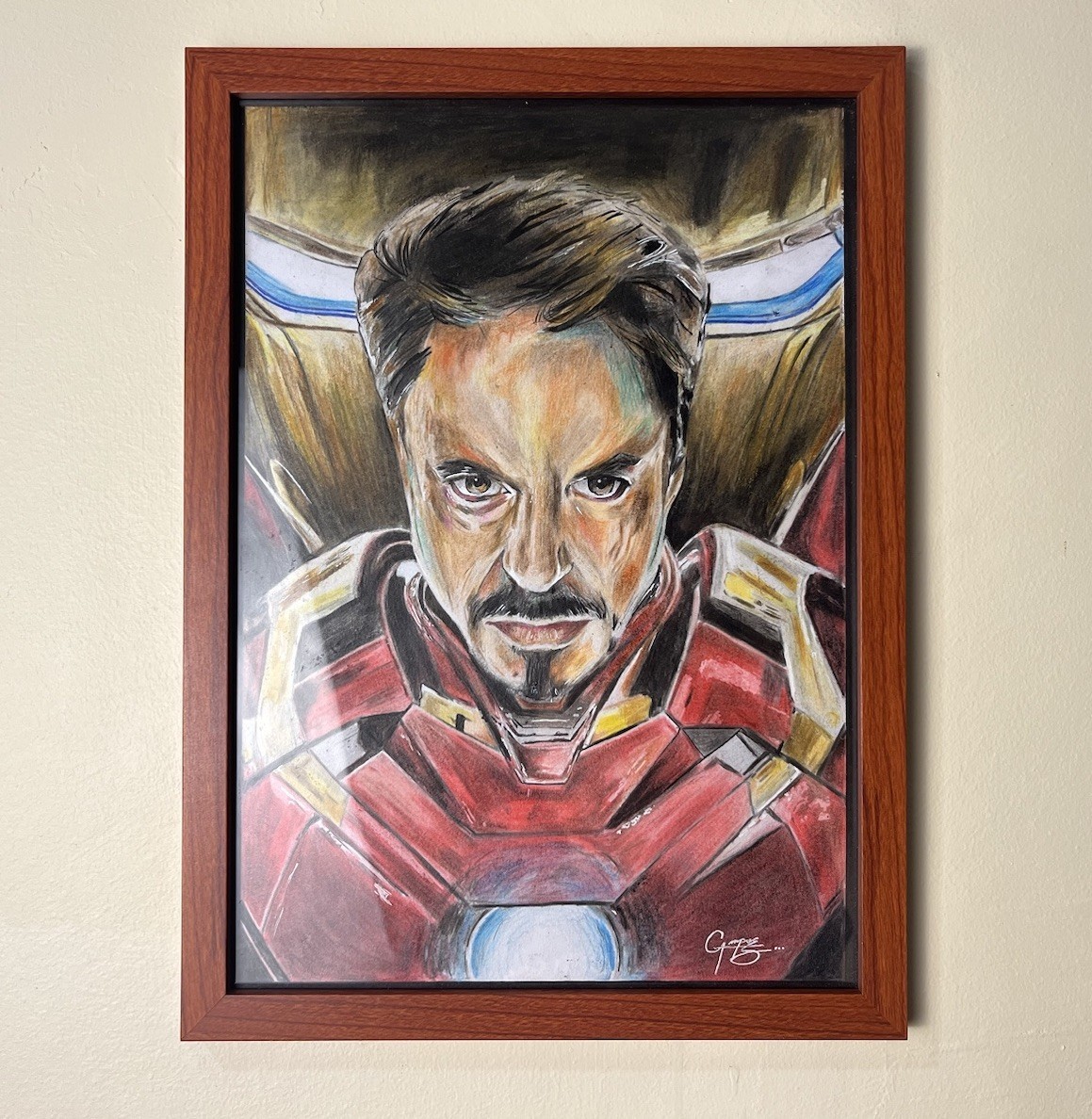Iron Man Original Pencil Drawing With Frame