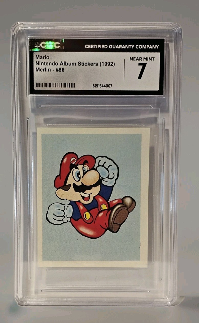 1992 Nintendo Mario Rare Vintage Merlin Sticker Card #86 CGC 7 Near Mint