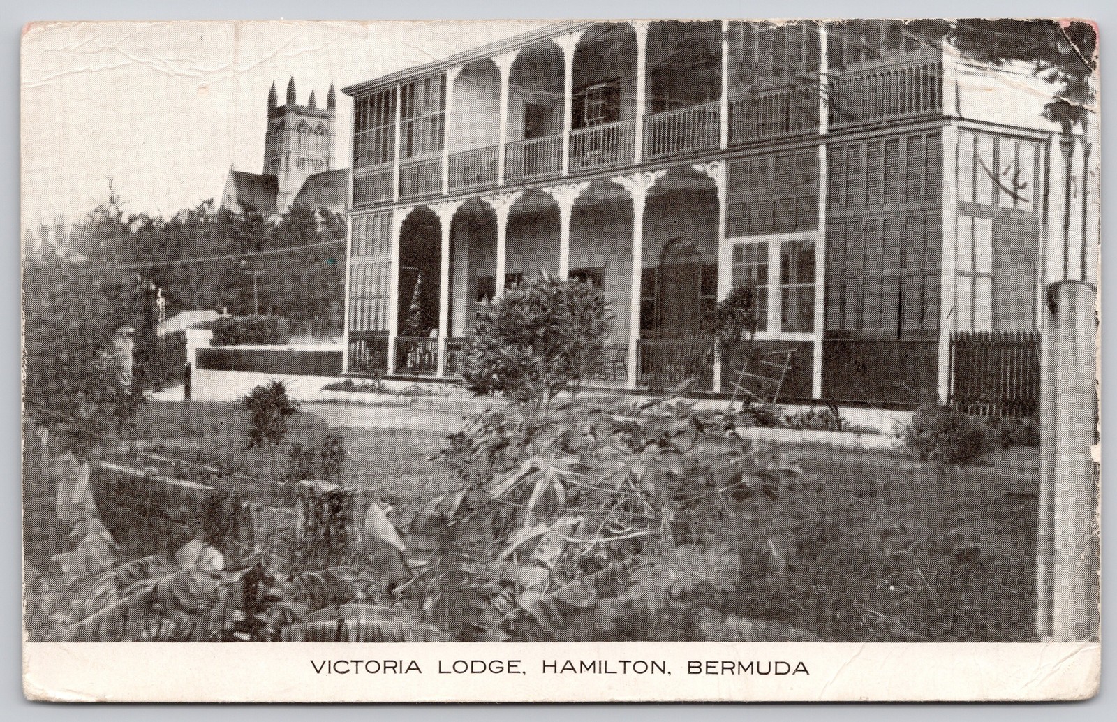 Hamilton Bermuda Victoria Lodge Cathedral Postcard c1910s