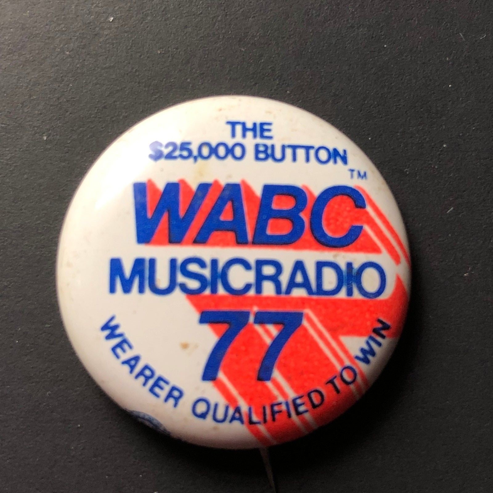 Vtg 70s WABC Music Radio 77 Pinback Button Pin NYC Station Contest Advertsing