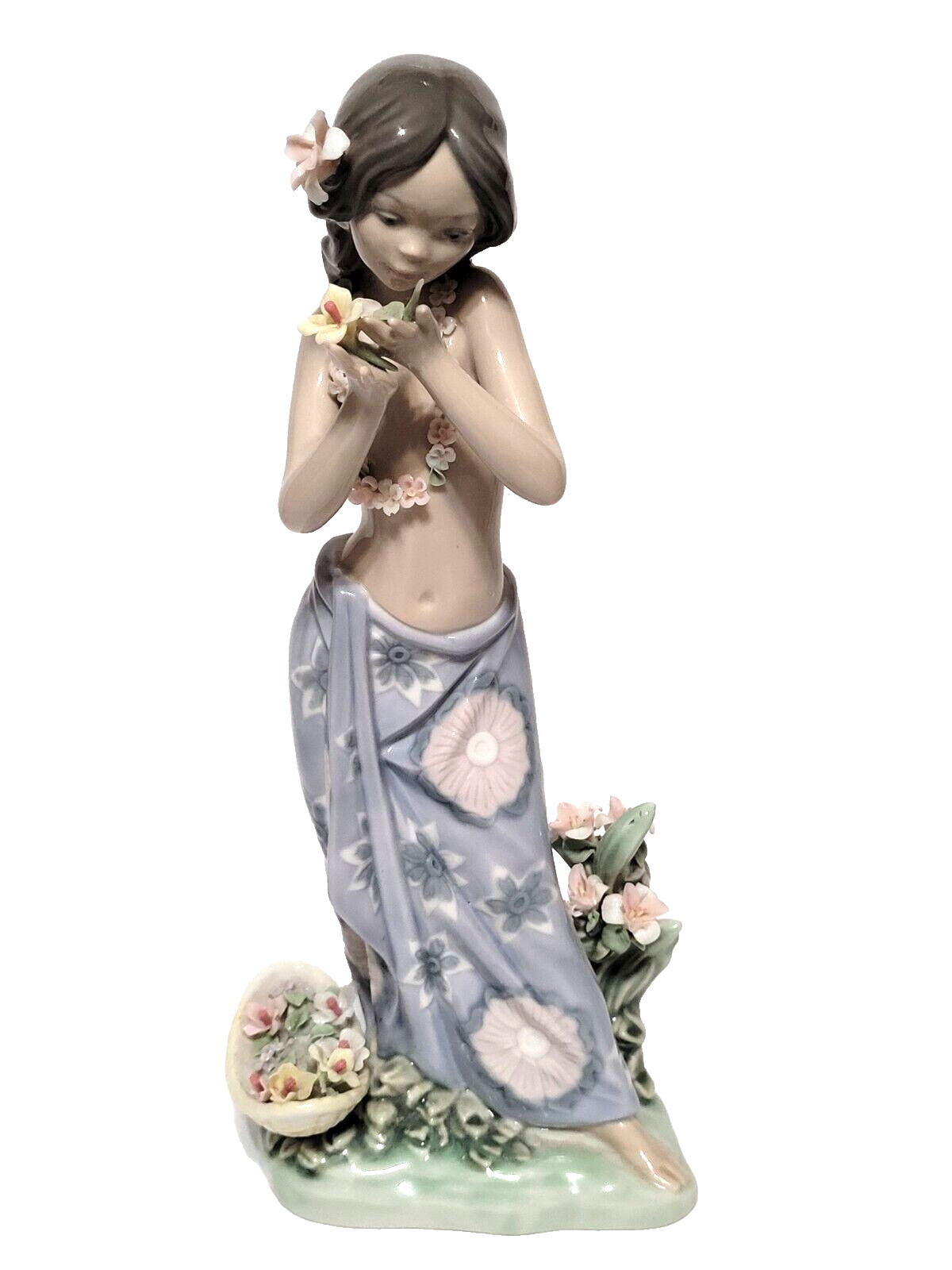 Lladro Aroma of the Islands Girl Figurine #1480 Hawaiana Oliendo Flores