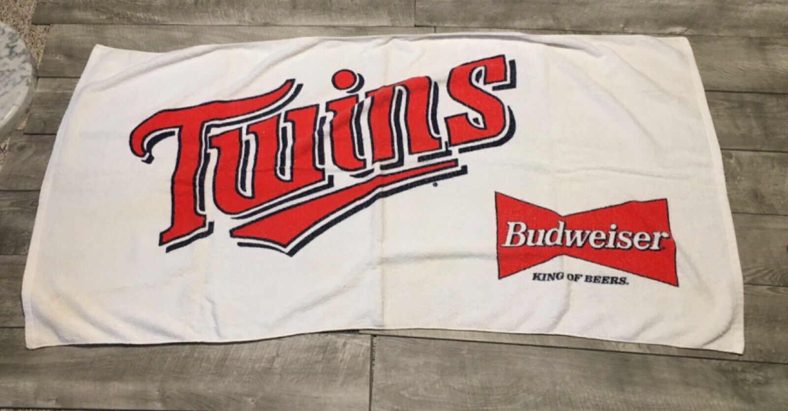 MINNESOTA TWINS Baseball MLB Sherry Beach Towel Banner Budweiser White Vintage