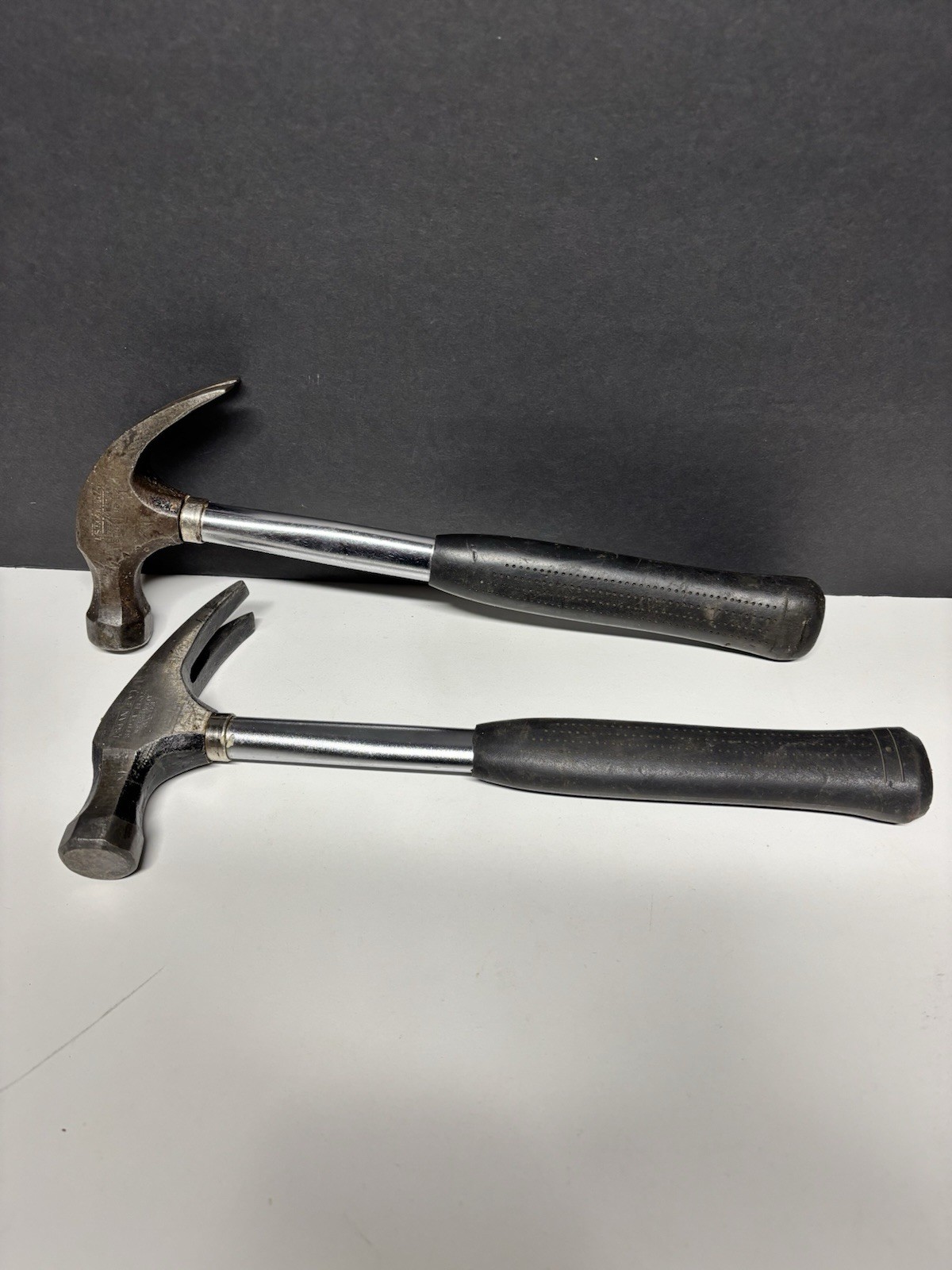 Set (2) Vntg Stanley Steel Master ST 1 1/2 16oz Straight & Curved Claw Hammers