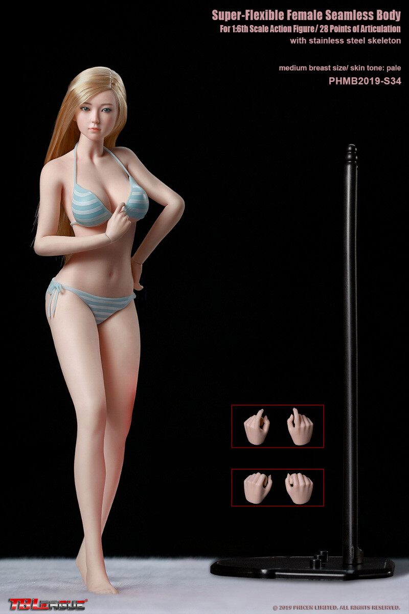 TBLeague Phicen S34 Female Seamless MID Bust Pale Body with Head 1/6 Figure New TBLeague Phicen S34 Female Seamless MID Bust Pale Body with Head 1/6 Figure New