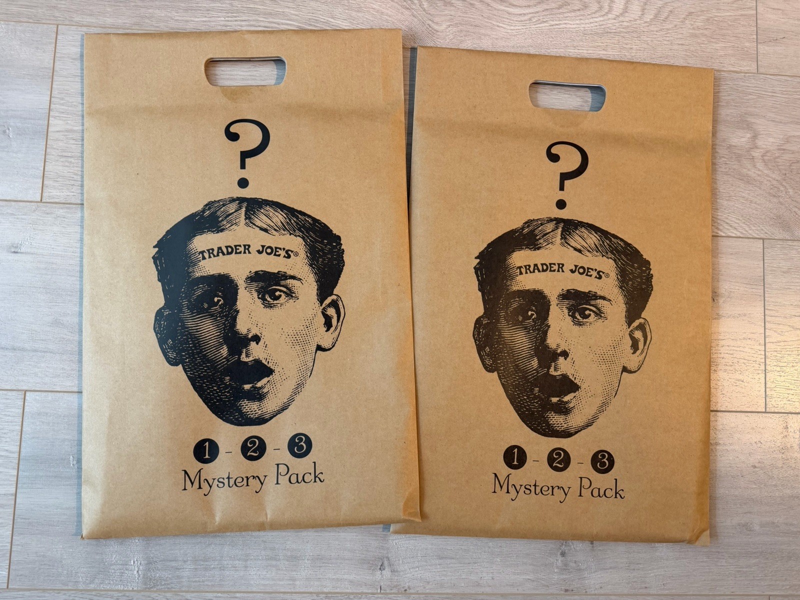 Unopened Trader Joe’s 2025 Mystery 3 Pack Bag (2 Mystery Packs - Total 6 Bags) Unopened Trader Joe’s 2025 Mystery 3 Pack Bag (2 Mystery Packs - Total 6 Bags)