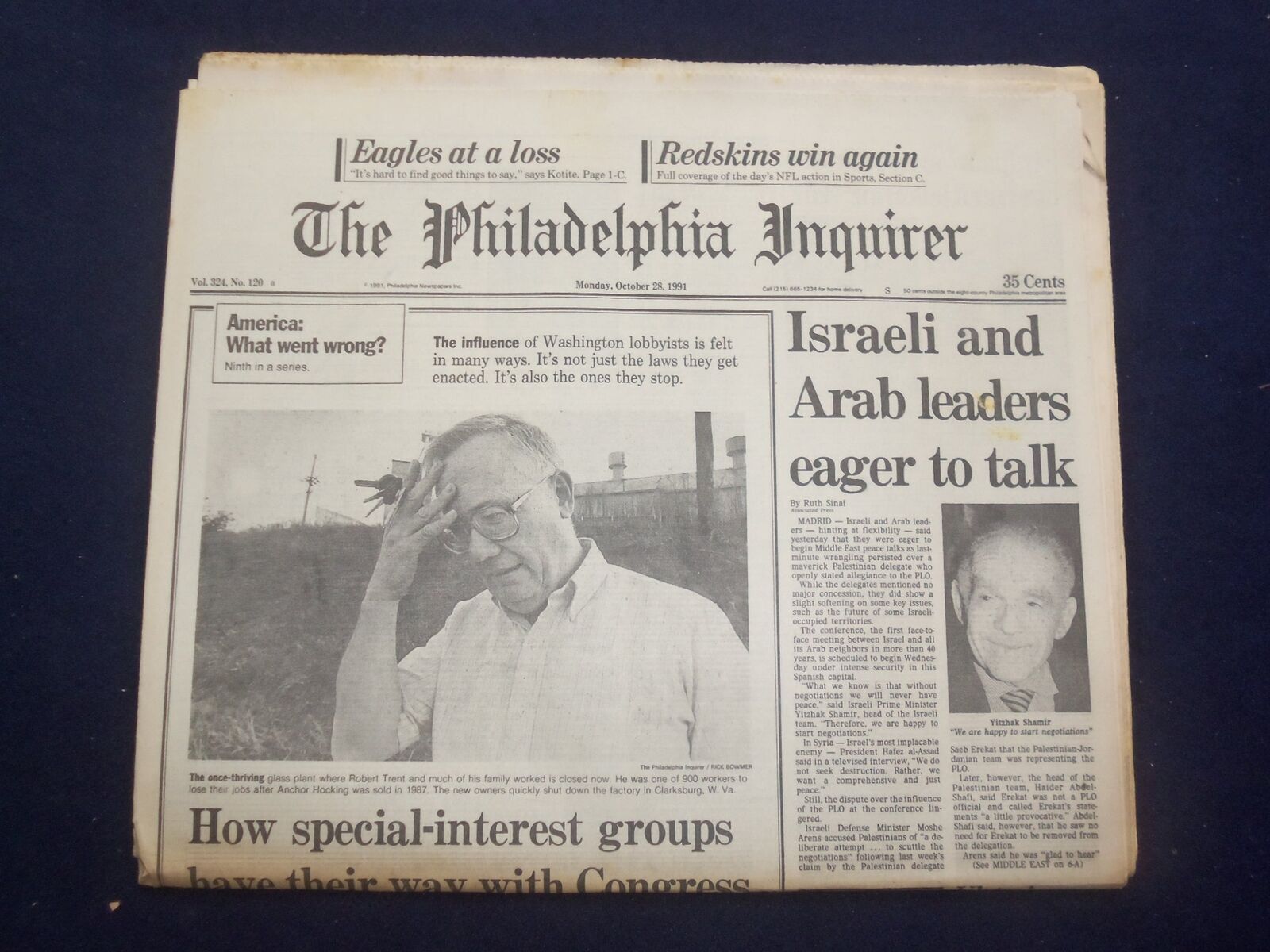 1991 OCTOBER 28 PHILADELPHIA INQUIRER -ISRAELI AND ARAB LEADERS TO TALK- NP 7145