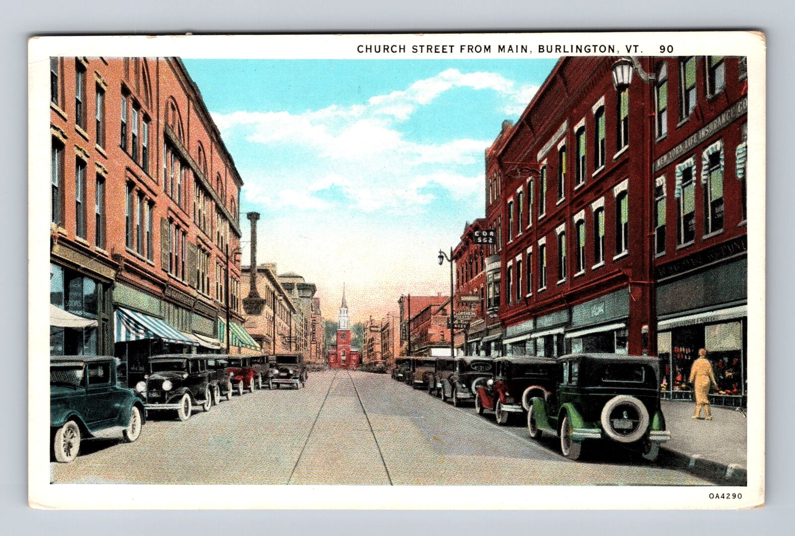 Burlington VT-Vermont, Church Street, Advertising, Vintage Postcard