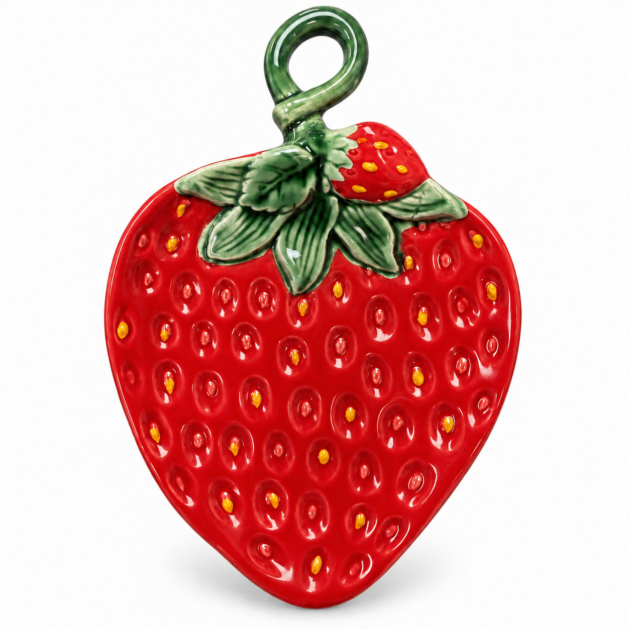 Portuguese Ceramic Strawberry Spoon Rest Red Green 8\