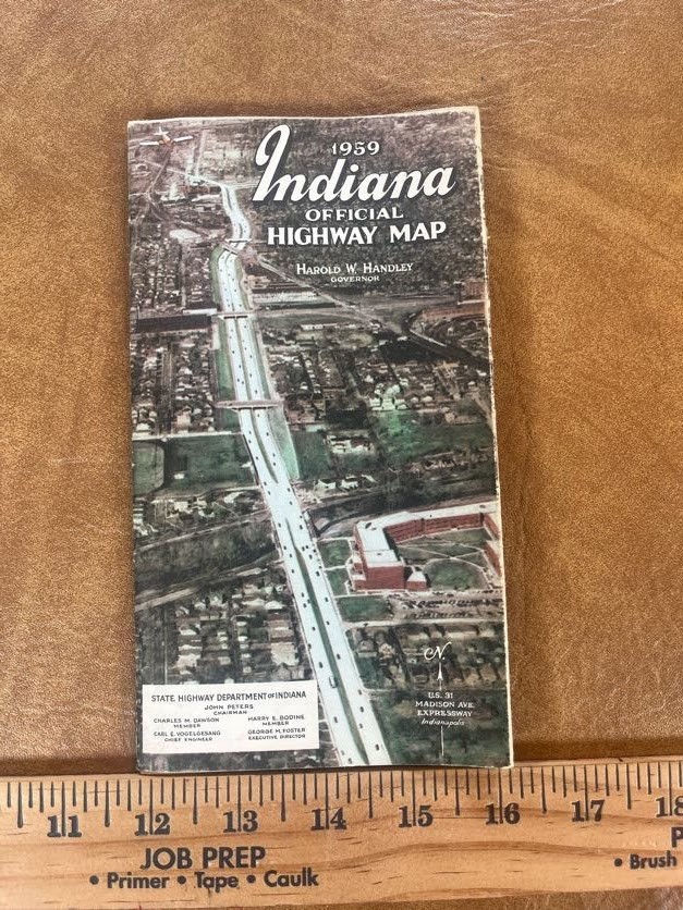 1959 Indiana Official Highway Map State Highway Department Harold Handley