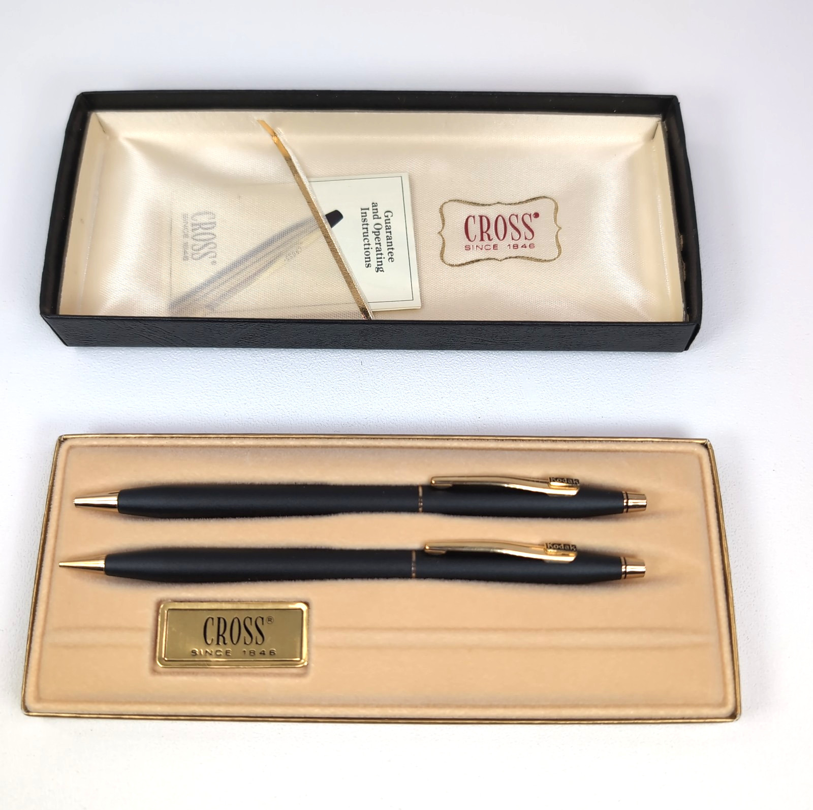 CROSS Ballpoint Pen Mechanical Pencil Set Black Gold Kodak Eastman Rochester NY