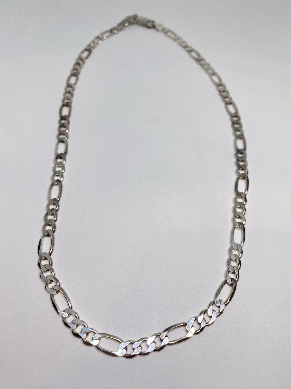 18” 18g 925 STERLING SILVER MADE IN ITALY FIGARO LINK CHAIN NECKLACE STAMPED