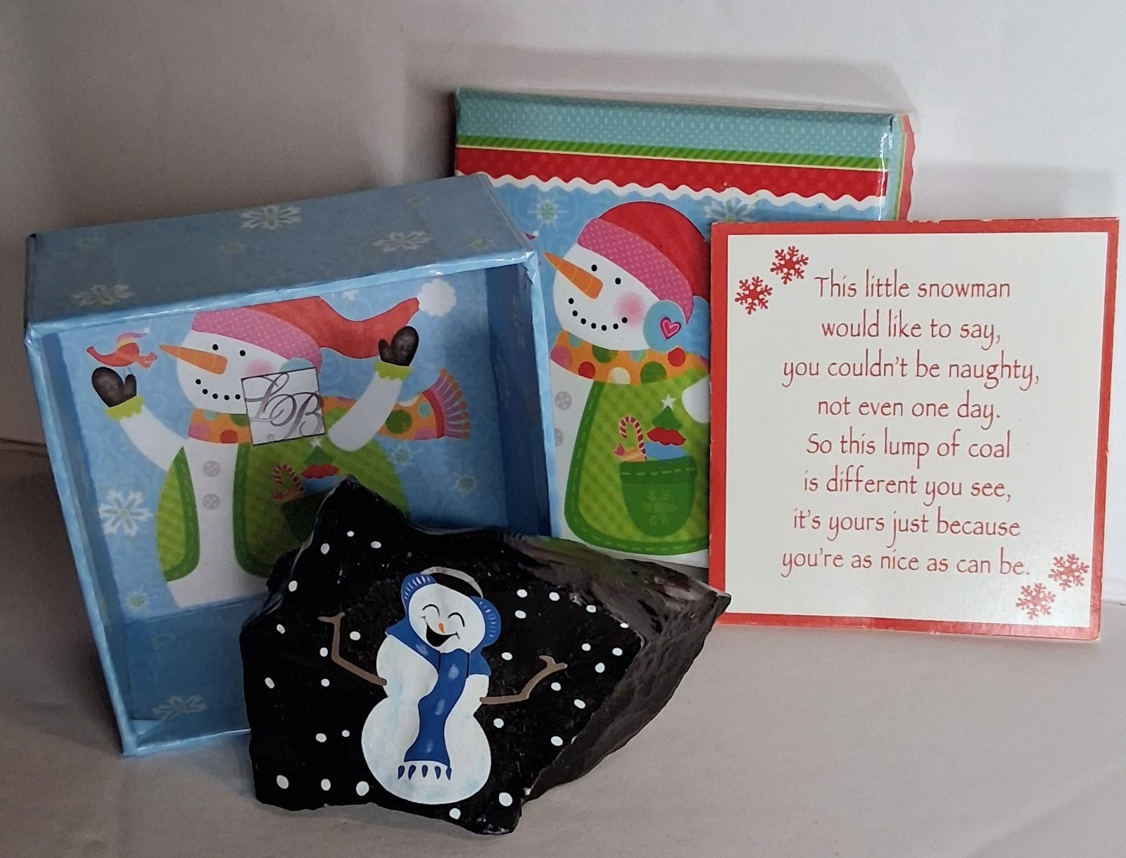 Christmas Lump Of Coal Painted *Santa's Note*  Cute Box* GREAT Stocking Stuffer