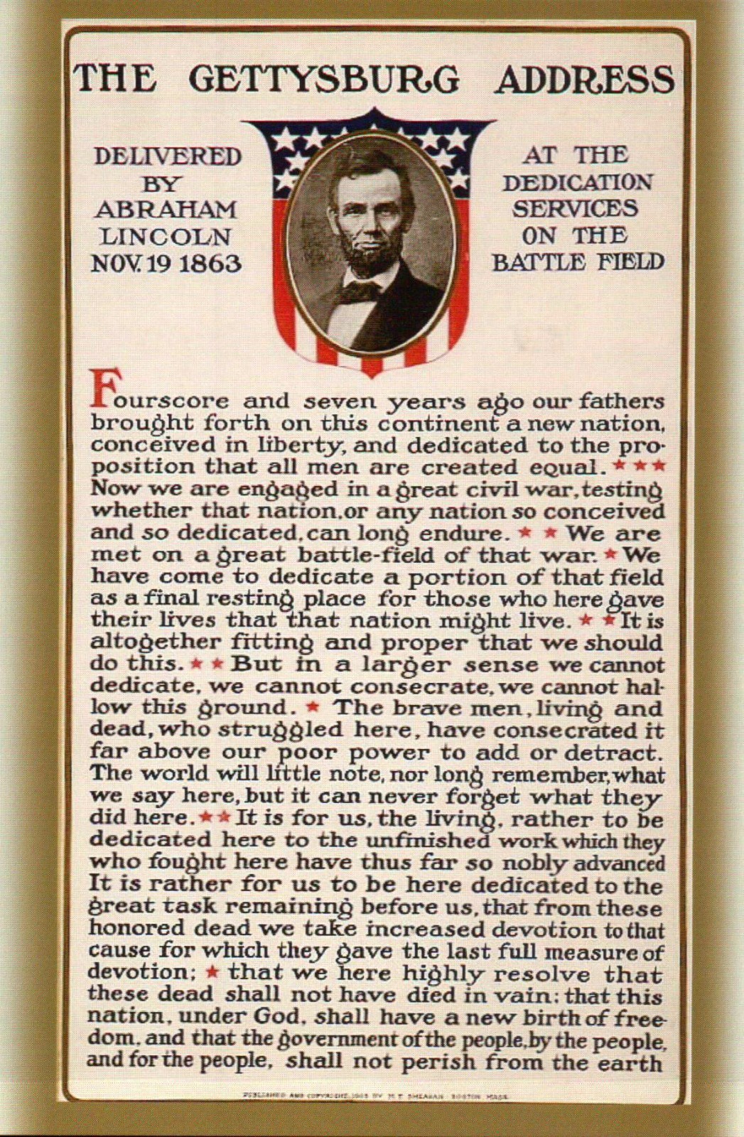 The Gettysburg Address by President Abraham Lincoln, Civil War - Modern Postcard