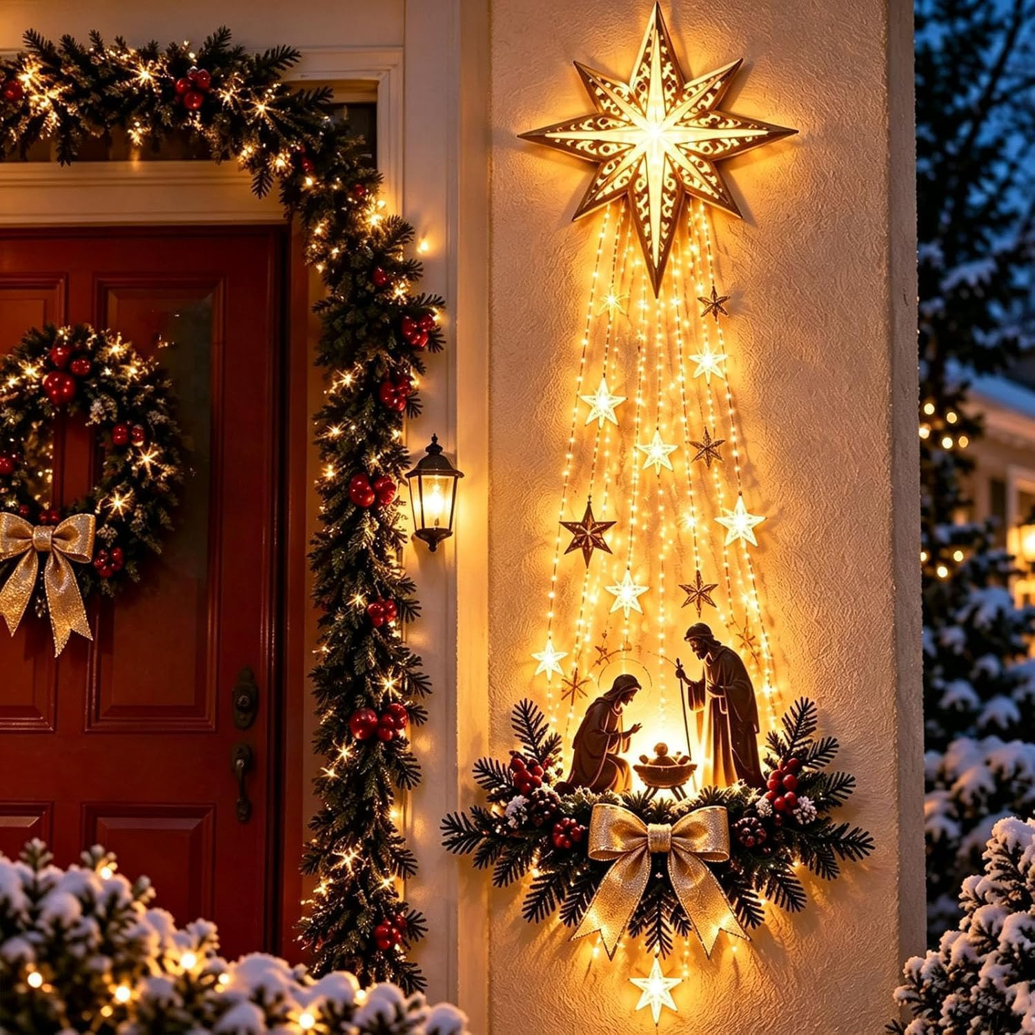 Lighted Nativity Wall Decor, Bethlehem Star of Faith,Gold Lighted Nativity Wall Decor, Bethlehem Star of Faith,Gold