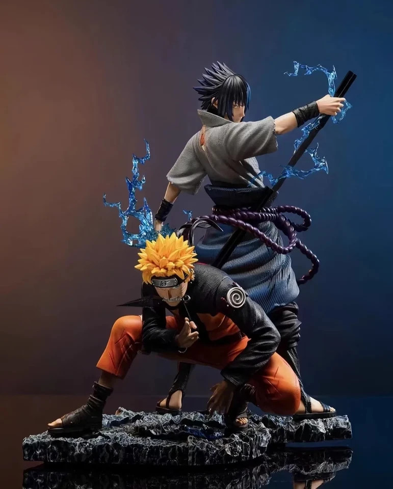 28cm Naruto Anime Figure GK Uzumaki Naruto Uchiha Sasuke Naruto Bond W/BOX