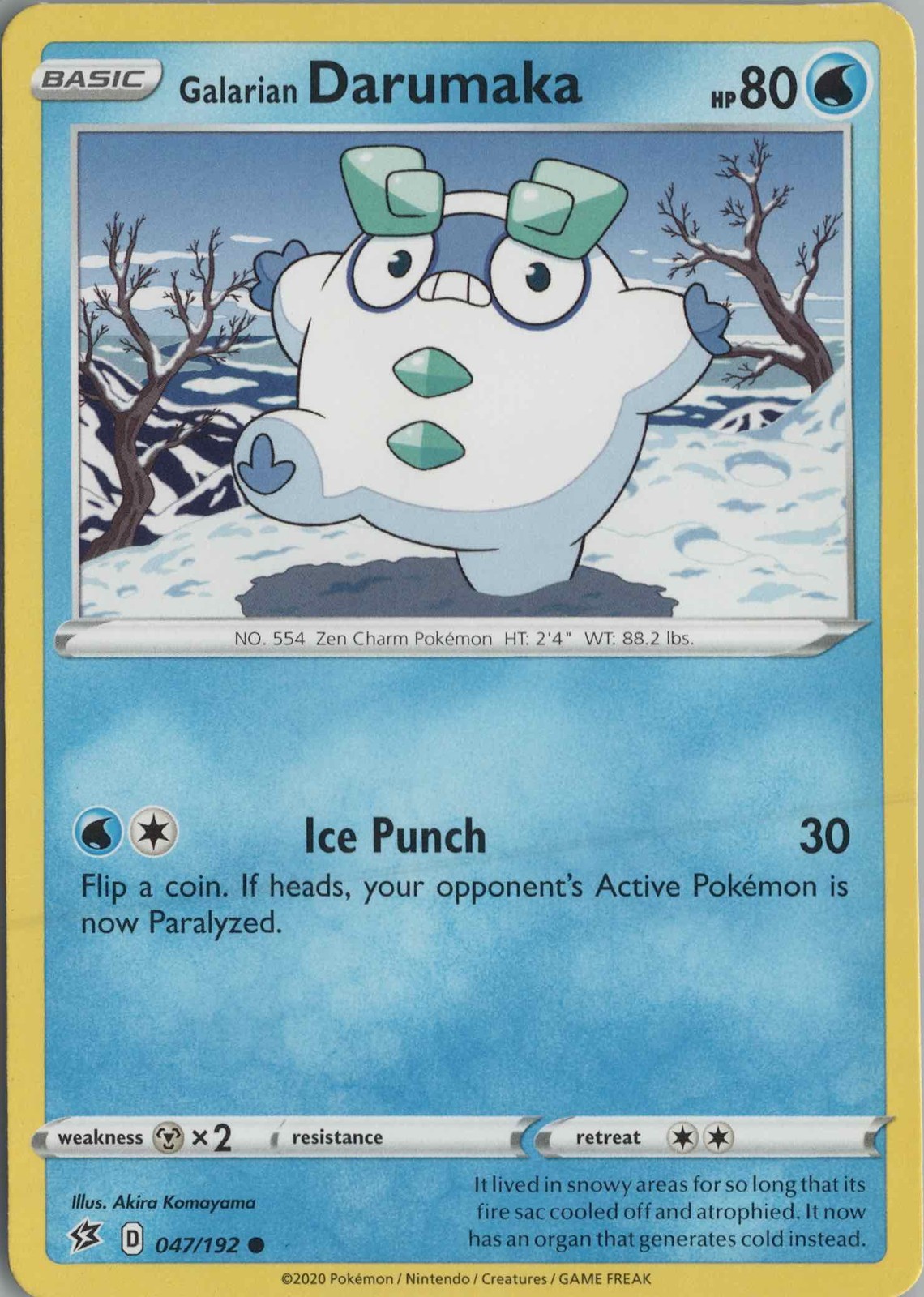 2020 POKÉMON SWORD SHIELD STRENGTH EXPANSION PACK #47 GALARIAN DARUMAKA FULL ART
