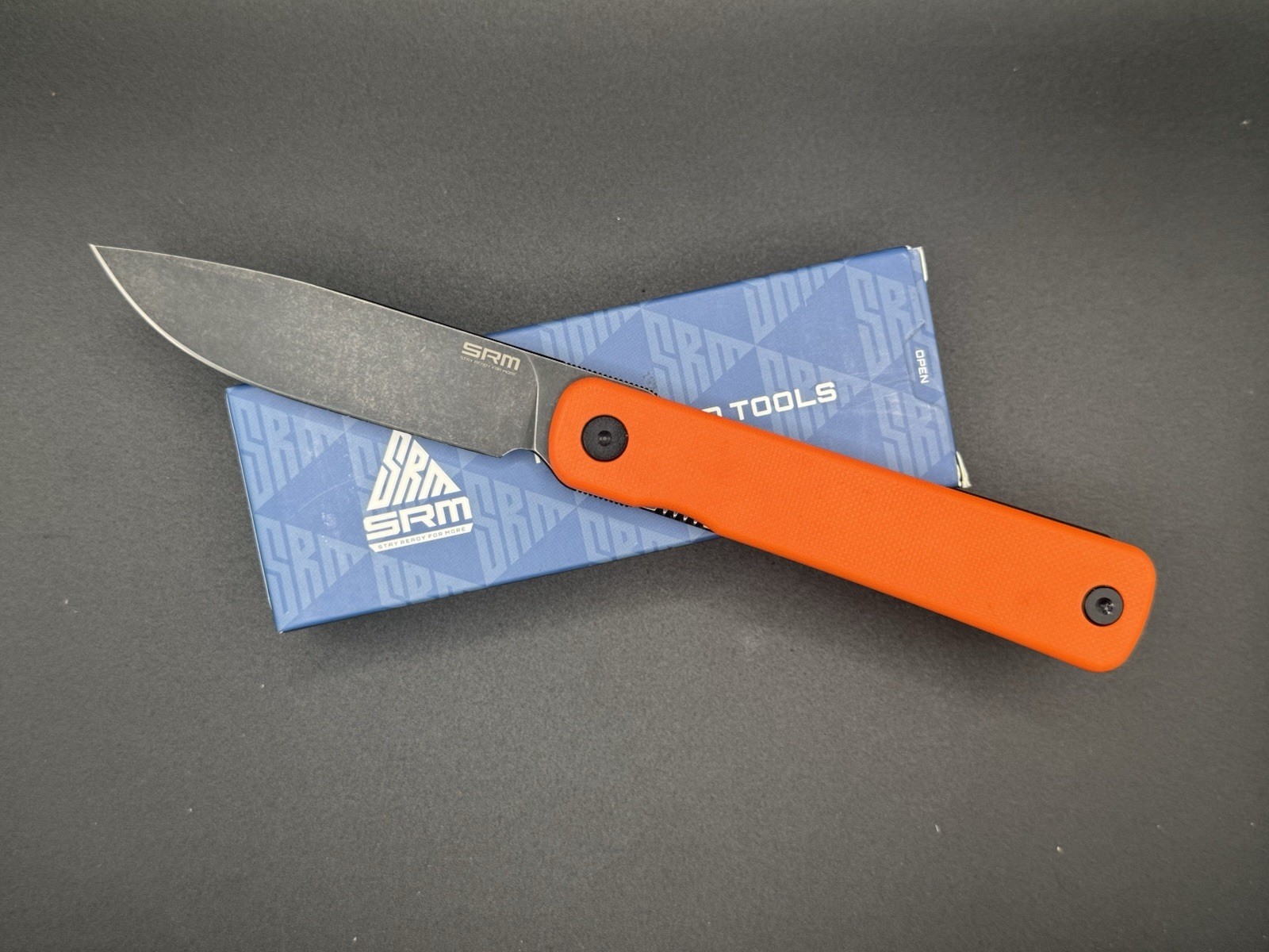 SRM Pelfrey Orange G10 14c28n Drop Point Blade Frame Lock