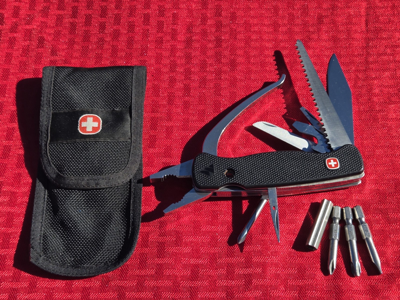 WENGER Delemont SwissGrip 120mm Multi-Tool Plier w/Sheath & Bits Switzerland EUC