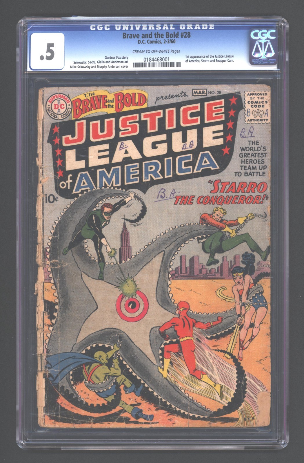 Brave and the Bold  28   CGC .5  1960     1st App Justice League of America