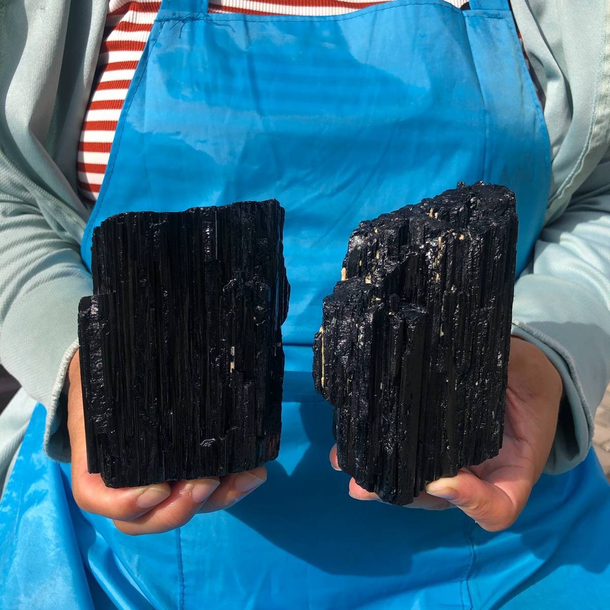 2 pieces 4.51LB Natural Black Tourmaline Mineral Quartz Crystal Healing 6697