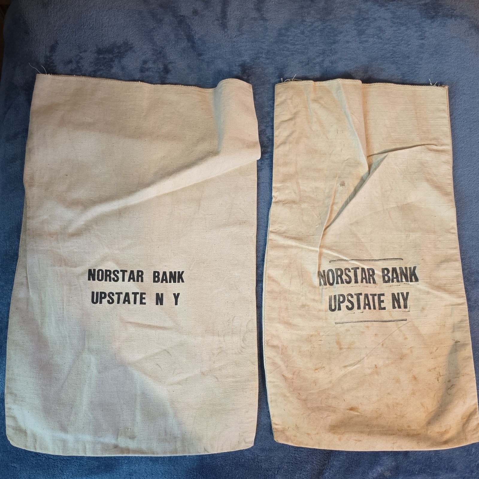 Norstar Bank Upstate NY Canvas Cloth Deposit Bags Lot of 2 - Banking & Insurance