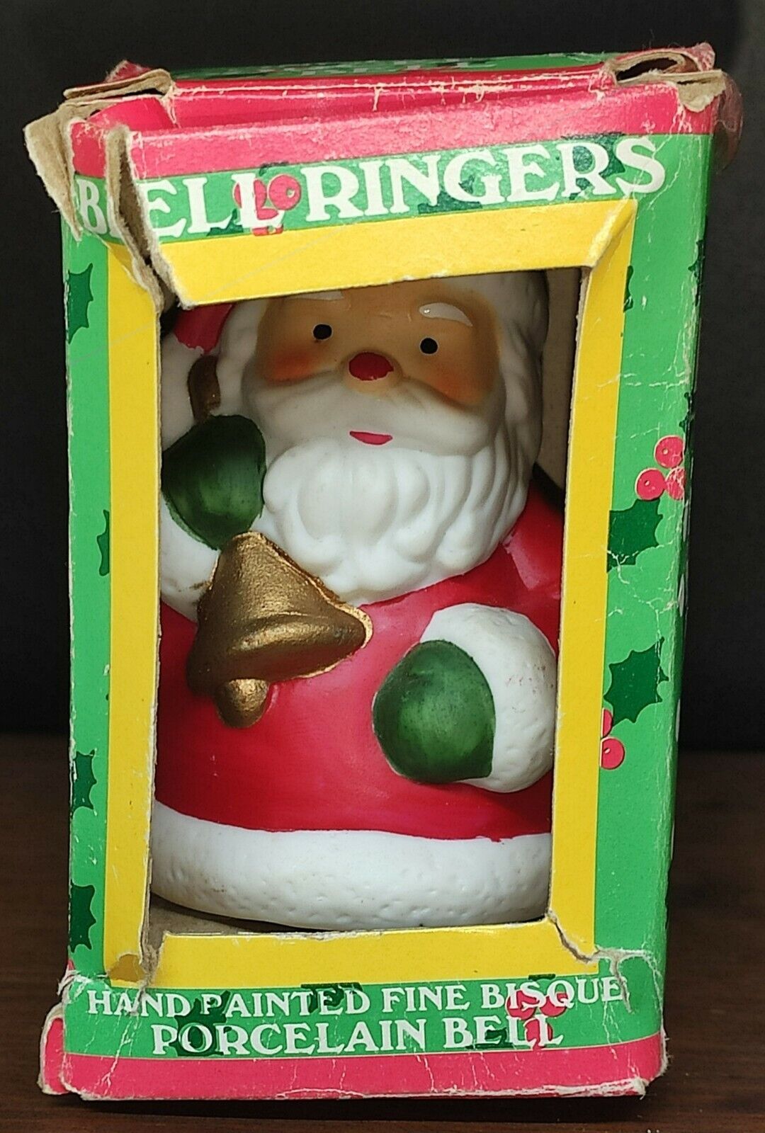 Vintage Giftco 1985 Bell Ringers Fine Bisque Porcelain Santa Ornament C11