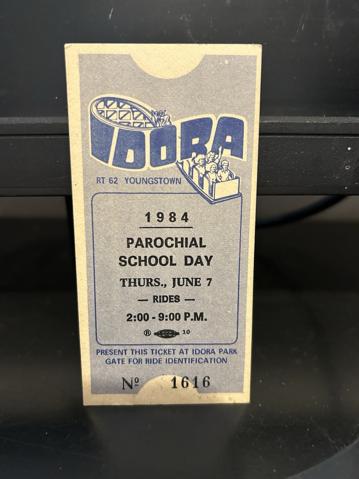 1984 JUNE 7 PAROCHIAL SCHOOL DAY  COUPON TICKET IDORA PARK YOUNGSTOWN OHIO