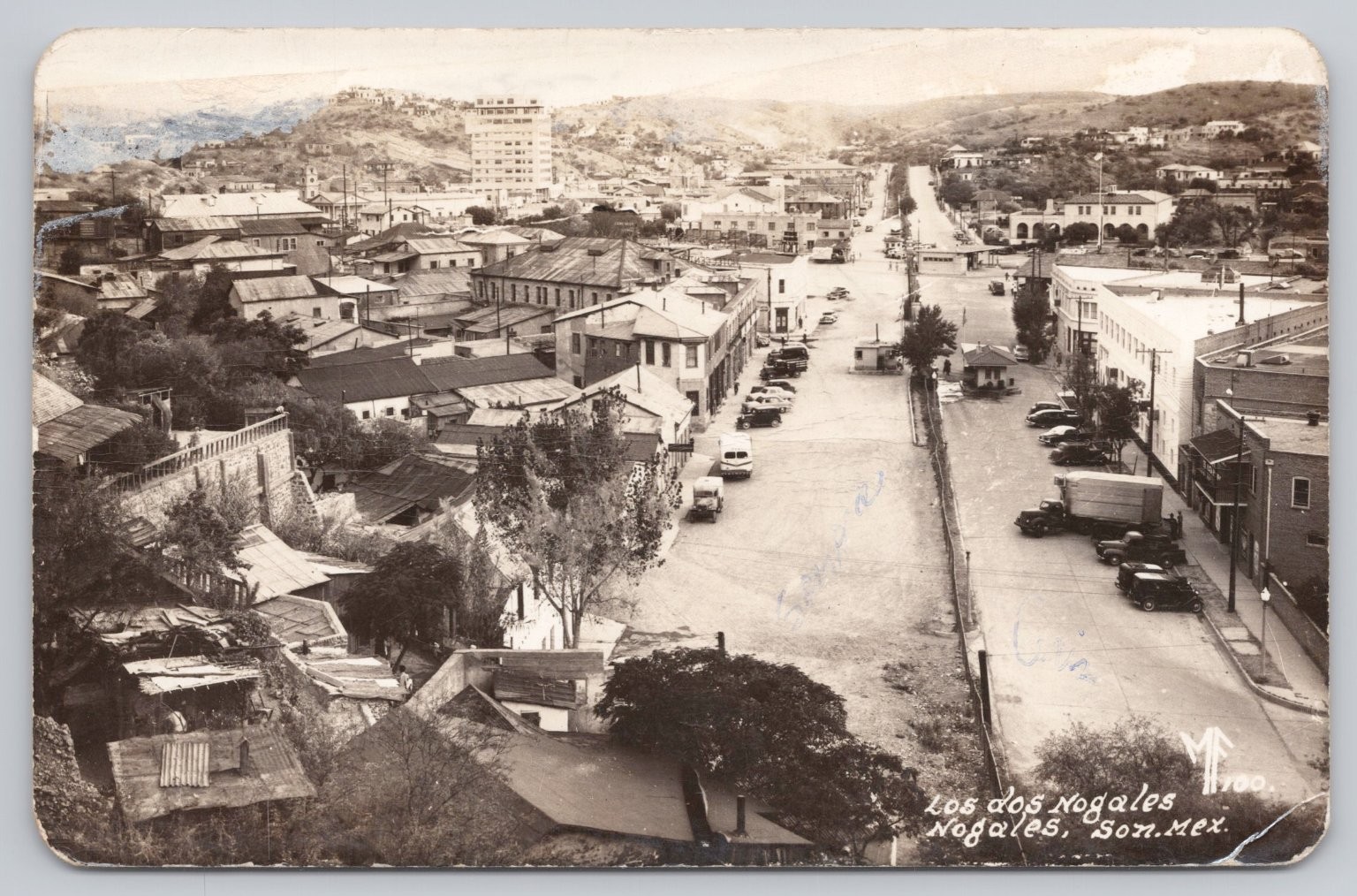 Vintage Los Dos Nogales Nogales Sonora Mexico City View RPPC Real Photo Postcard