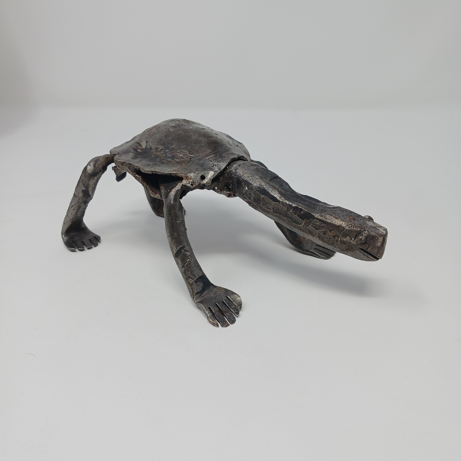 Signed Vintage Scrap Metal Turtle Long Neck Figurine Unique Kitschy Animal Art Signed Vintage Scrap Metal Turtle Long Neck Figurine Unique Kitschy Animal Art