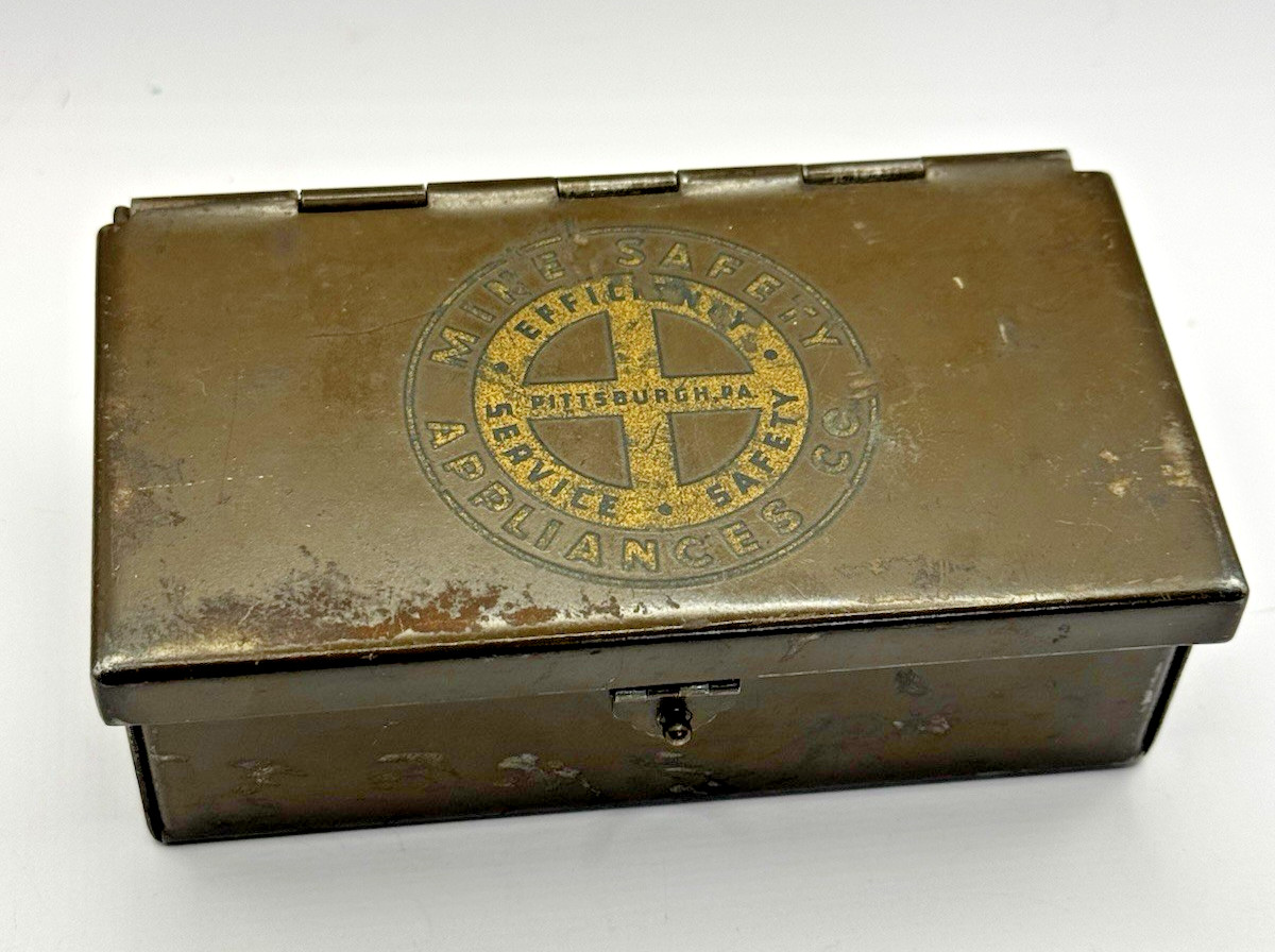 Vintage MSA Mine Safety Appliances Co. Industrial Steel Box OD Green Vintage MSA Mine Safety Appliances Co. Industrial Steel Box OD Green