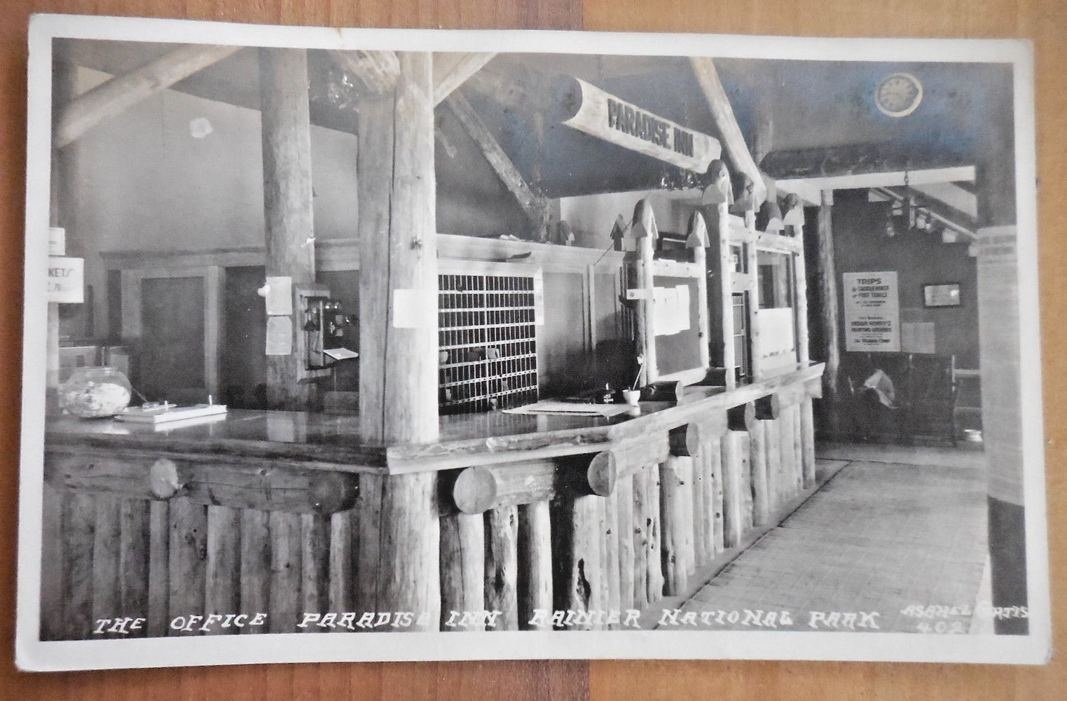 Mt Rainier National Park WA Paradise Inn Office Curtis Real Photo Postcard RPPC