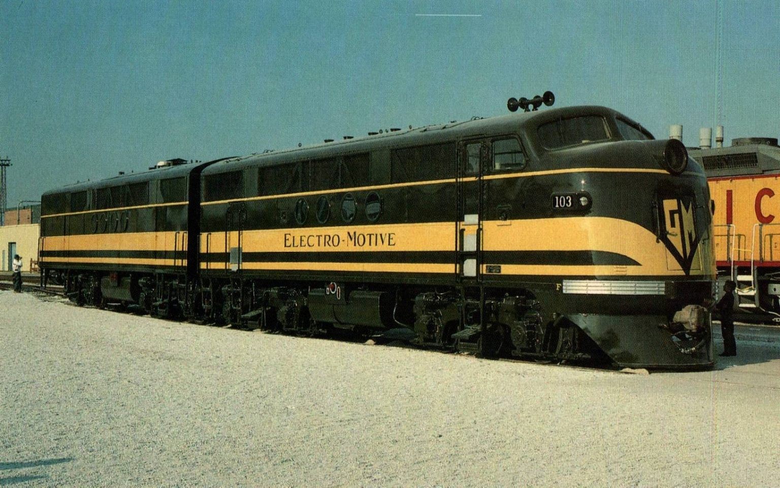 Electro-Motive 103 Diesel Freight Locomotive Vintage Postcard RP1015