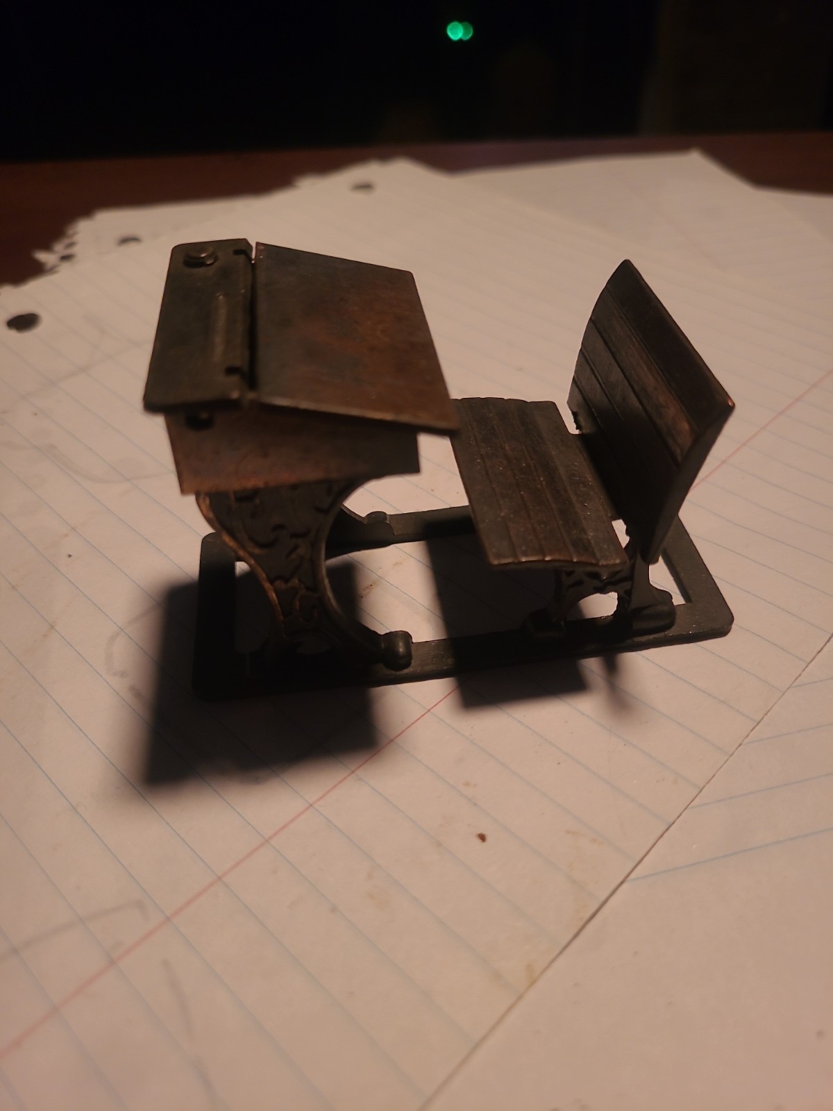 Vintage 1970’s Durham Industries New York Die-cast Metal Miniature School Desk