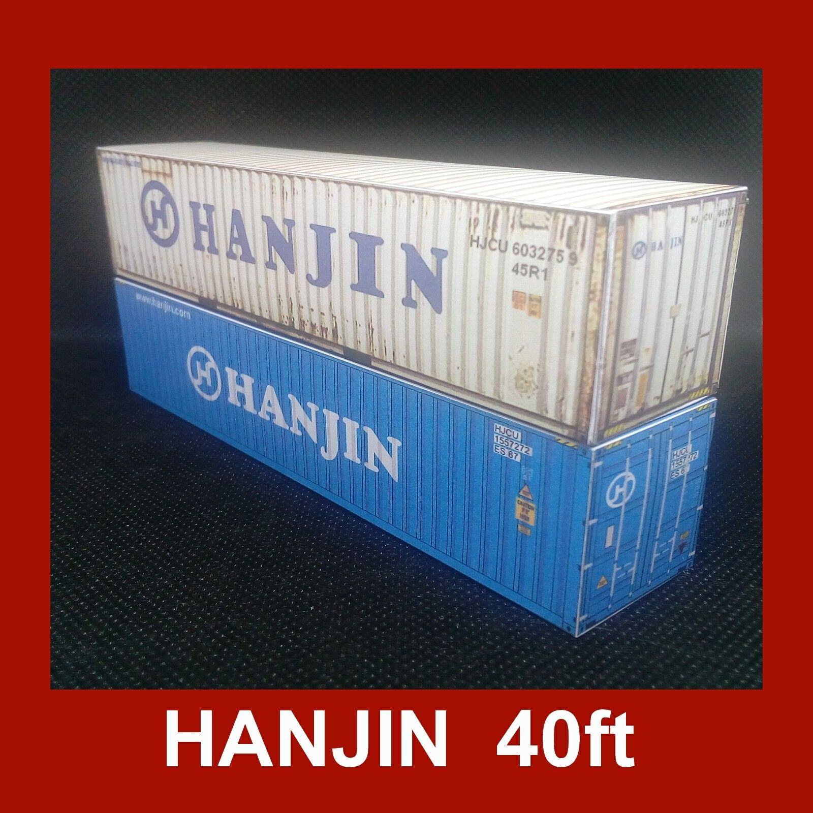 HO FREE Hanjin Collection Shipping Card Kit 40ft Pre-Weathered Gauge x 7
