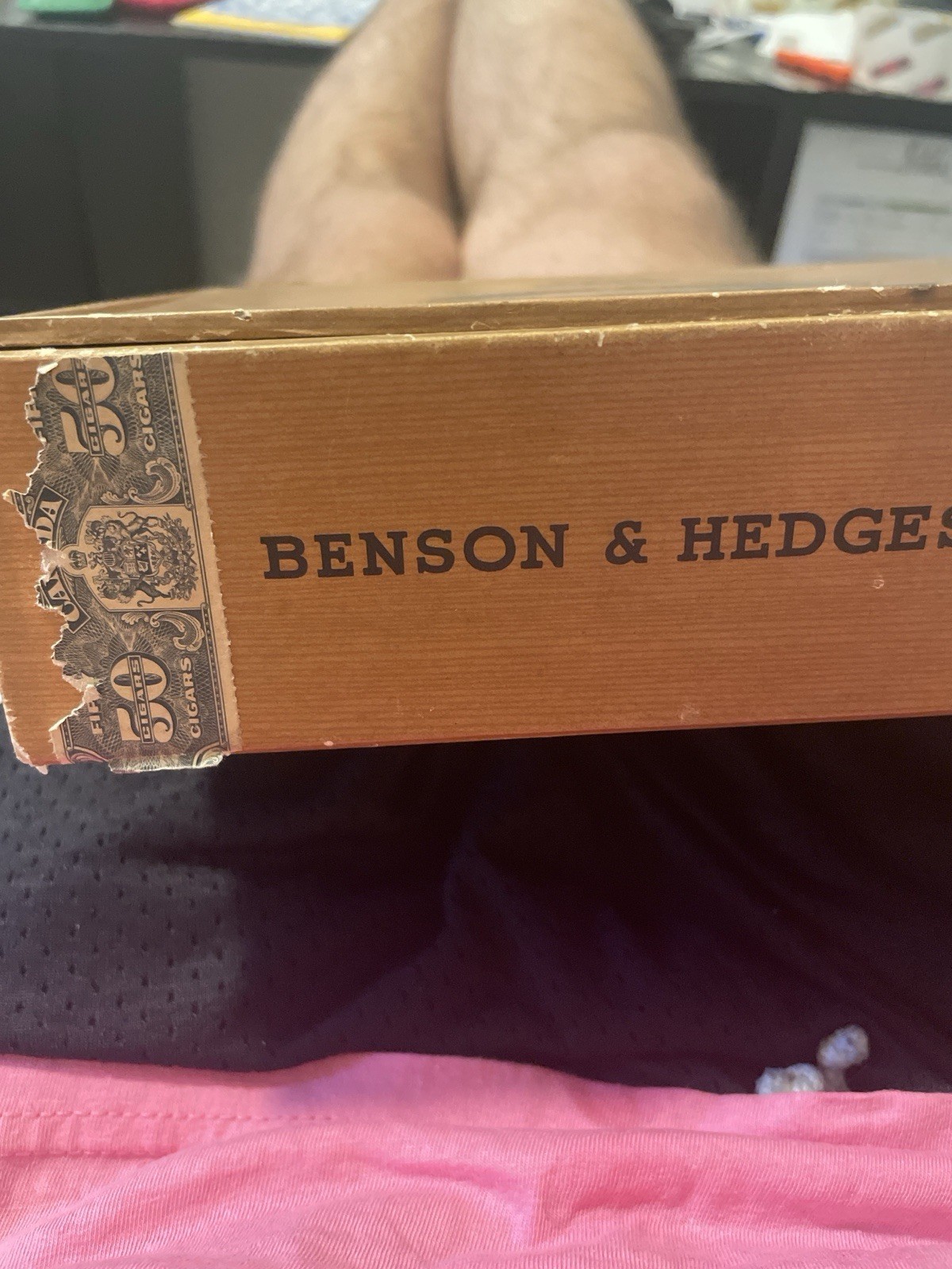 VINTAGE BENSON & HEDGES No. 7 Claro Cigar Box Wooden. Canadian Tax Stamps