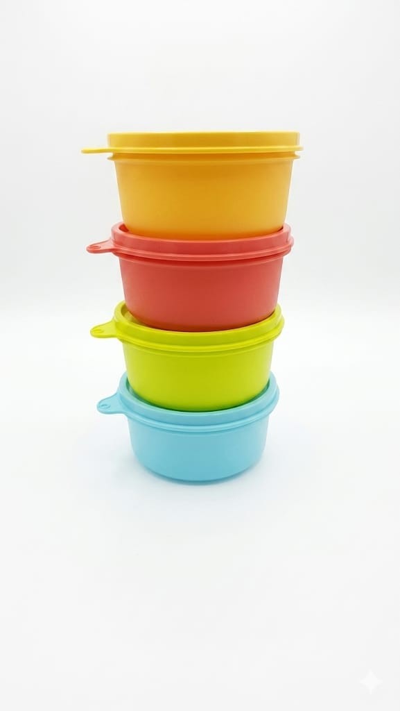Tupperware little Wonders/Tropical Bowls Spill Proof Carry Lunch Box-set of 4