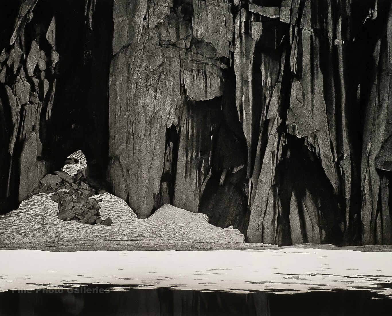 1927/72 ANSEL ADAMS Vintage Rock Cliff Wall Ice Lake Landscape Photo Art 11X14